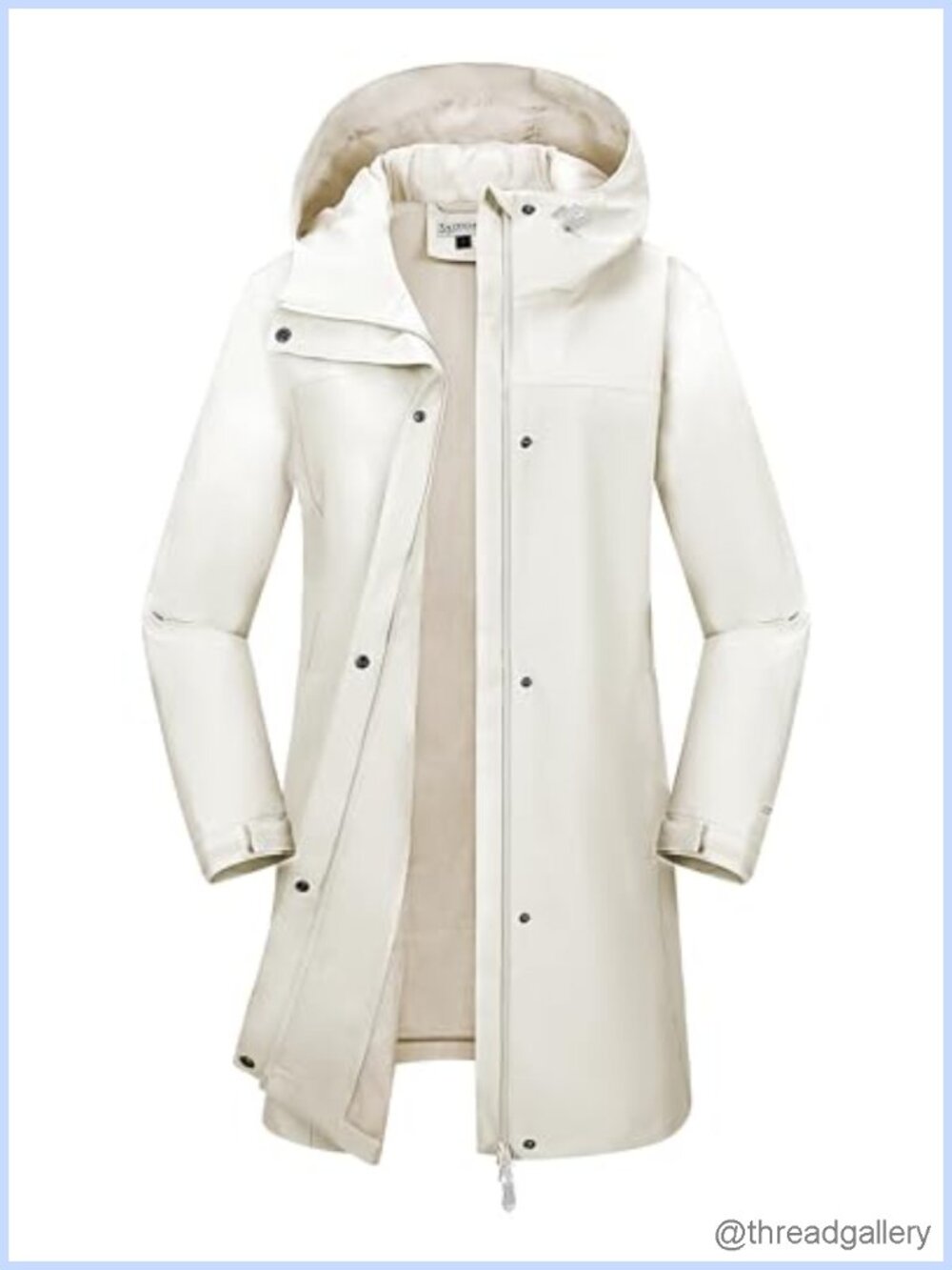 Women's Waterproof Long Rain Jacket Hooded Trench Coat